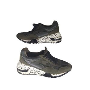 Steve Madden Bena Olive Green Camo Dalmatian Print Chunky Sneakers 8.5M BENA01S1